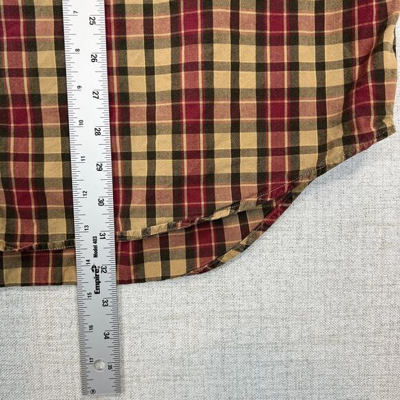 Abercrombie & Fitch Button Down Shirt Men's L Long Sleeve Red Olive Tan Plaid - Picture 10 of 10